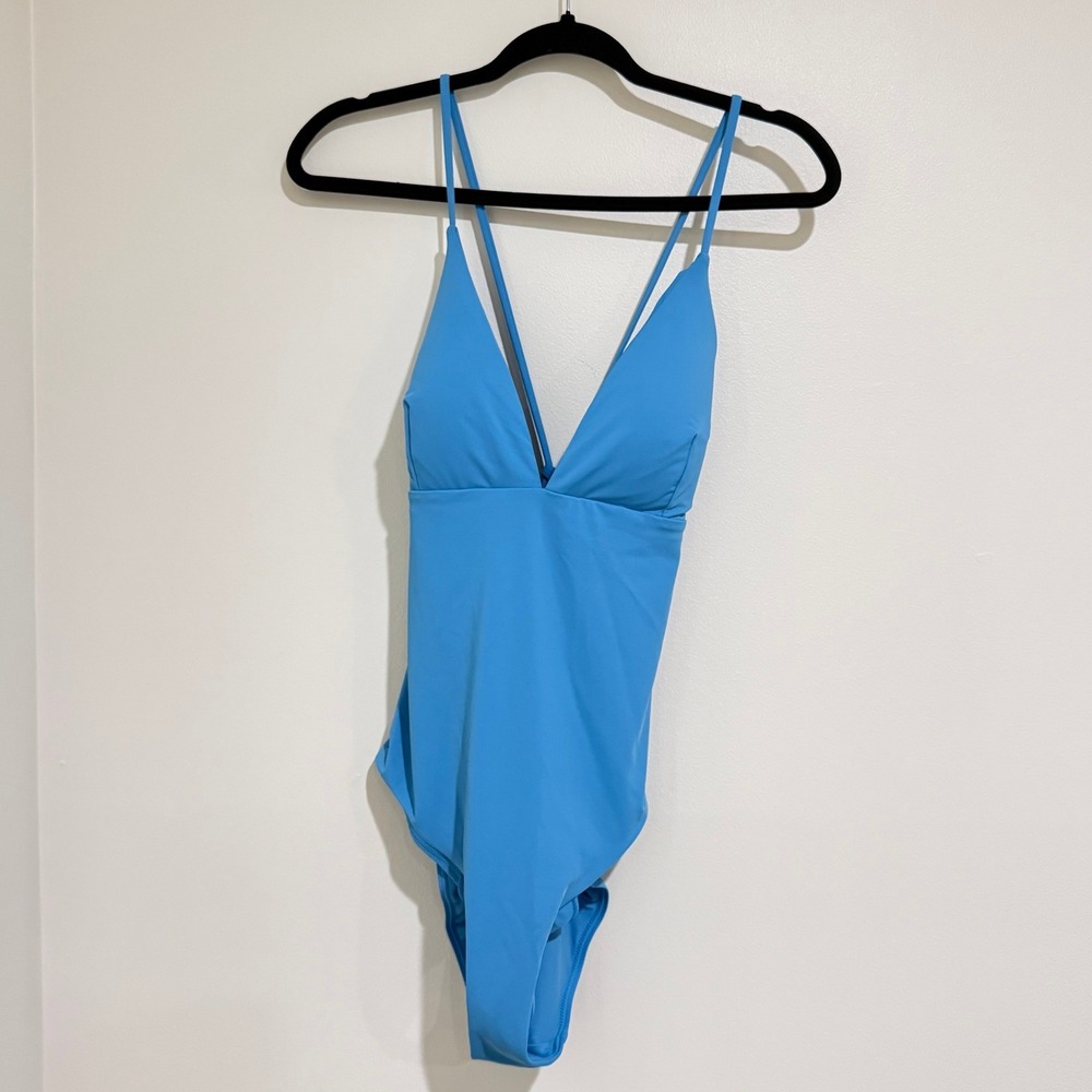 CALIA Women's Swim Triangle Strappy Back One Piece 14 Tranquil Blue MSRP $88 - Picture 4 of 9